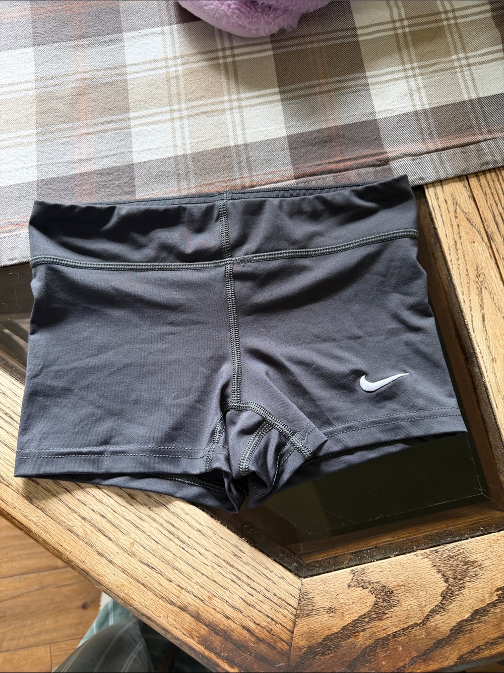 Nike Gray Girls' Active Shorties with White Swoosh